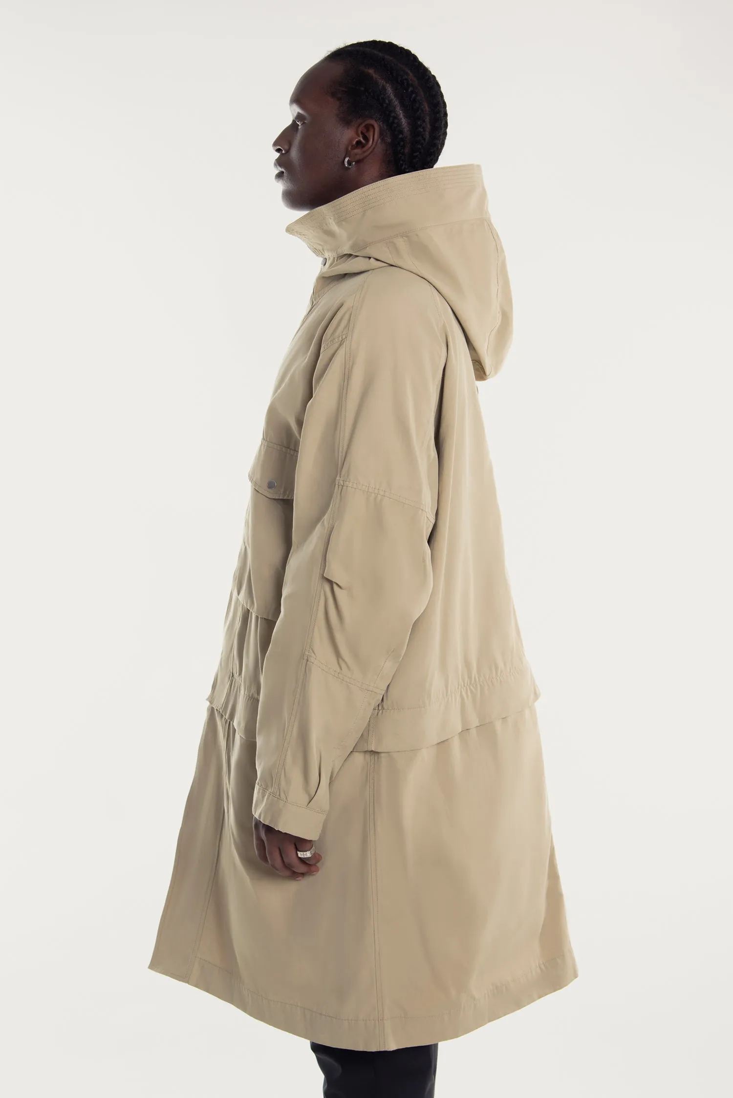 UNISEX WAXED COTTON CONVERTIBLE HOOD PARKA