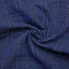 Vincent Denim Blue Check Cotton Blend SHOWROOM SAMPLE 34CM X 60CM