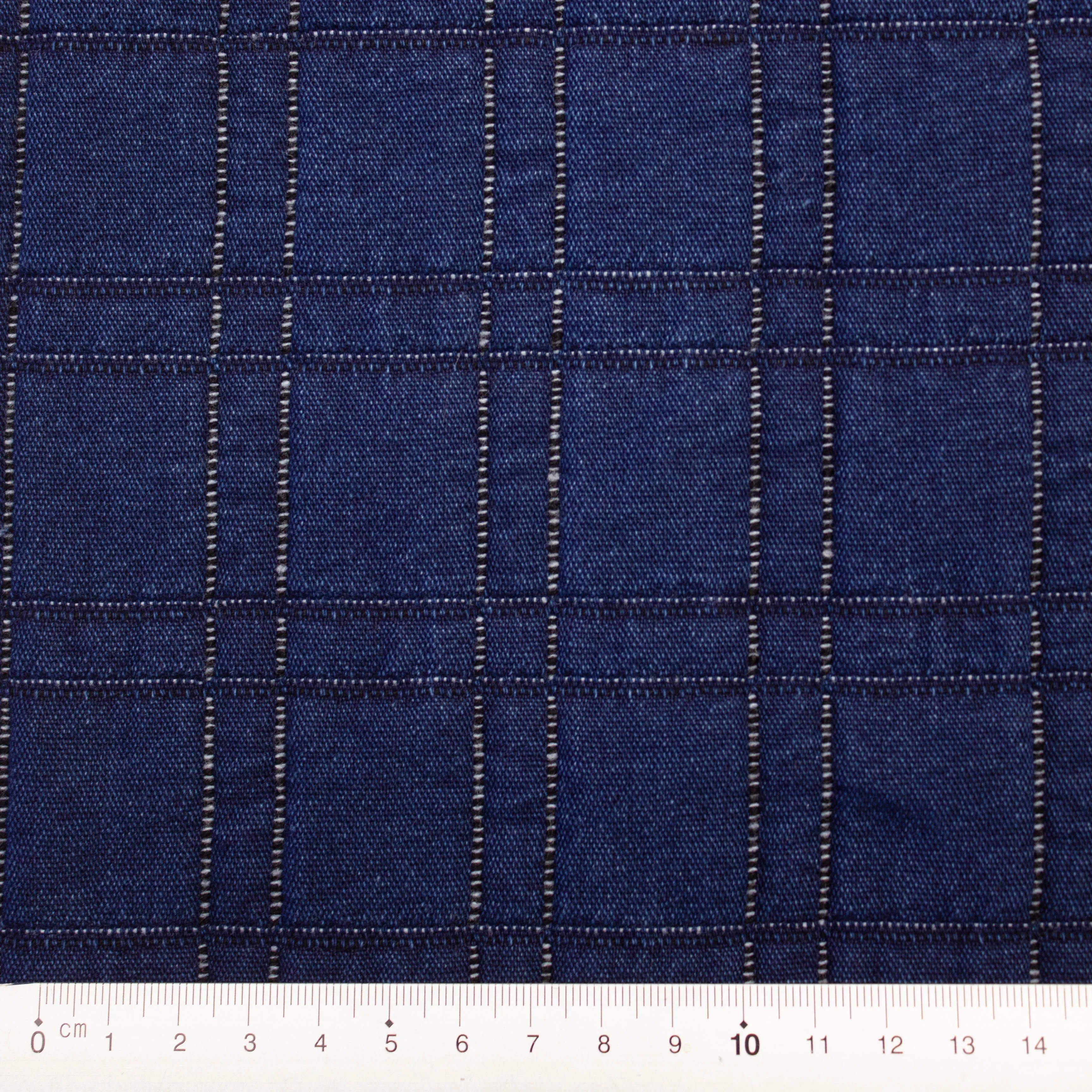 Vincent Denim Blue Check Cotton Blend SHOWROOM SAMPLE 34CM X 60CM