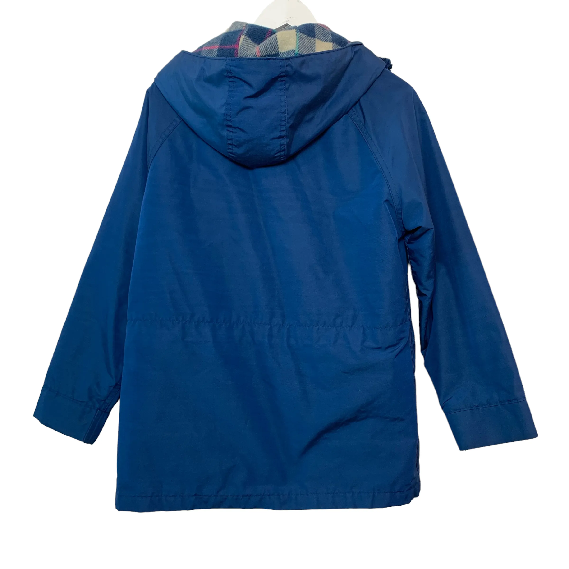 Vintage 70s 80s Woolrich Woman Blue Jacket Hooded Field Chore Parka Plaid Wool Medium