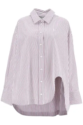 white and purple striped oversized shirt