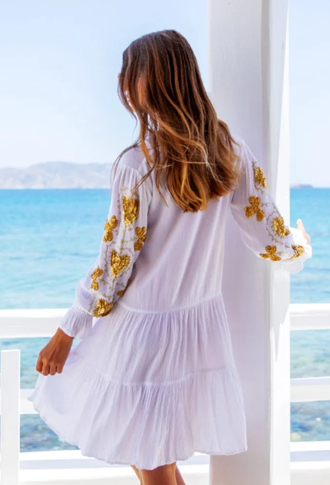 White Gold Knee Length Dress