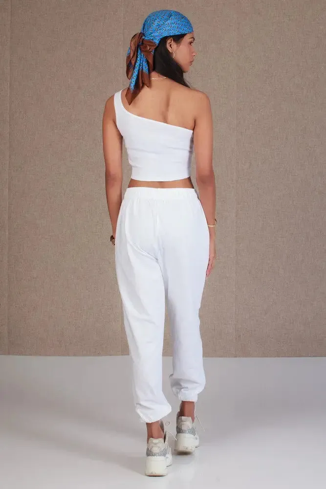 White Monogram Jogger