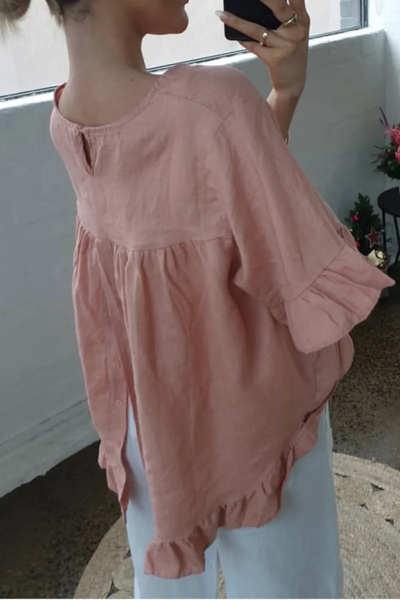 Worthier - Luxe Linen Top Blush